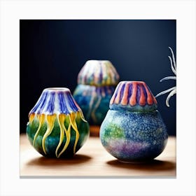 Three Jellyfish Vases Canvas Print