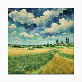 Green Wheat Fields Auvers Vincent Van Gogh Art Print 0 Canvas Print