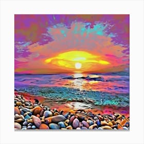 Craiyon 002937 A Pebble Beach View At Sunset Canvas Print
