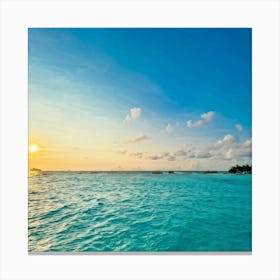 Relax Ocean Glow Earth Horizon Idylli Light Calm Dawn Paradise Sunrise Splash Banner At (12) Canvas Print