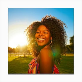 Young African American Woman Smiling 1 Canvas Print