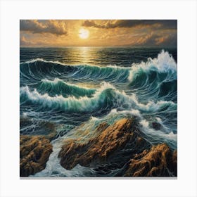 Sunset Over The Ocean 4 Canvas Print