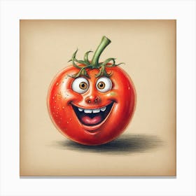 Tomato Cartoon Illustration Canvas Print