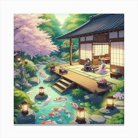 Koi Pond 1 Canvas Print