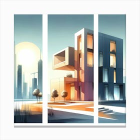 Three Cityscapes Canvas Print