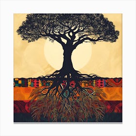 African Tree With Roots Canvas Print