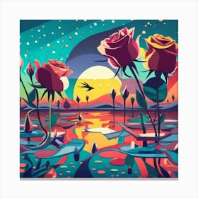 Roses In The Water 1 Canvas Print