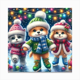 Christmas Ice Skating Canvas Print