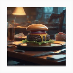 Burger On A Plate 126 Canvas Print