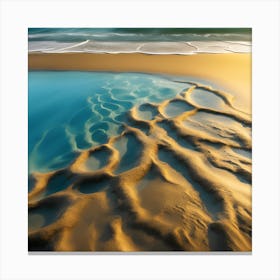 Liquid Sand, Golden Ripples on the Beach 4 Canvas Print