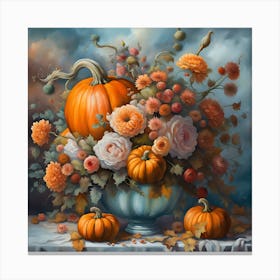 Pumpkins In A Vase Canvas Print