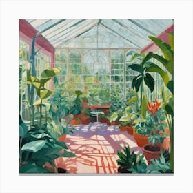 Botanical Greenhouse Series in Style of David Hockney 2 Canvas Print