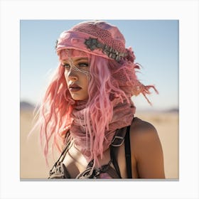 Pink Haired Girl In Desert Canvas Print