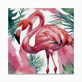 Pink Flamingo Watercolor- birds pink animal art Canvas Print