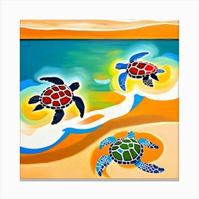 Turtles On The Beach Canvas Print