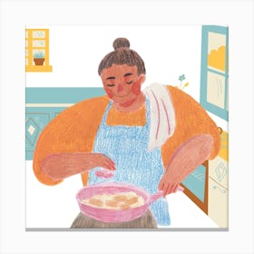 Illustration Of A Woman Cooking Canvas Print