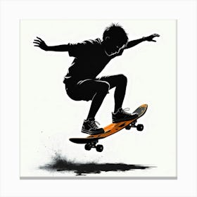 Silhouette Of Skateboarder Canvas Print