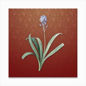 Vintage Spanish Bluebell Botanical on Falu Red Pattern n.2549 Canvas Print