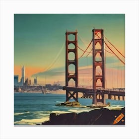 Vintage San Francisco Bridge Watermark Canvas Print