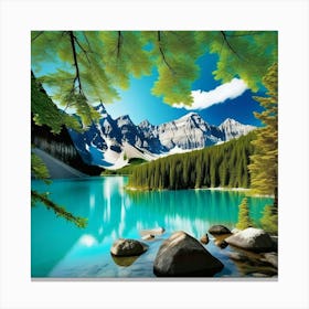 Lake In The Mountains 25 Canvas Print