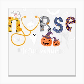 Infusion Nurse Nursing Stethoscope Halloween Pattern Canvas Print