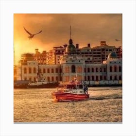 Sunset In A City Canvas Print