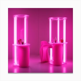 Furniture Design, Tall Table, Inflatable, Fluorescent Viva Magenta Inside, Transparent, Concept Prod (1) Canvas Print