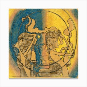 Two Stylized Female Figures With Clock In Hand, Jan Toorop Canvas Print