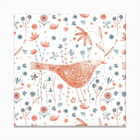 Bird In A Wildflower Meadow Canvas Print