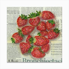 Strawberries On Italian Newspaper Red Moody Summer Garden Fruit Dining Room Restaurant Bar Decor from original Oil Painting Canvas Print
