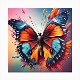 Butterfly With Paint Splashes Canvas Print