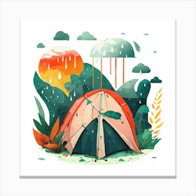 Tent In The Rain Canvas Print