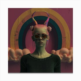 Girl With Horns Canvas Print