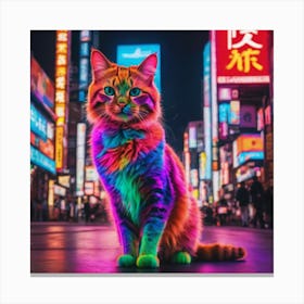 Tokyo’s neon cat Canvas Print