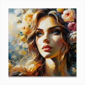 Beautiful Girl With Flowers Canvas Print