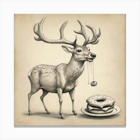 Deer With Donut Canvas Print