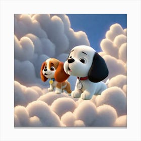 Puppies in the clouds Canvas Print