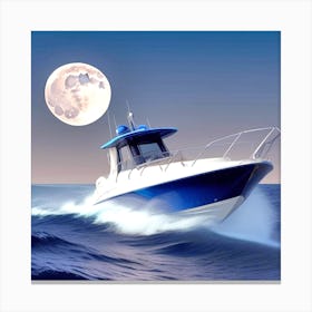 Speed Boat In The Ocean 1 Canvas Print