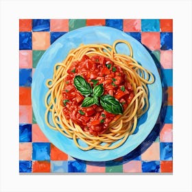 Spaghetti Tomato Sauce Pastel Checkerboard 1 Canvas Print