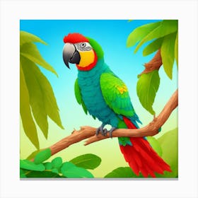 Parrot On A Branch Canvas Print