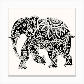 Floral Elephant Safari Square Canvas Print