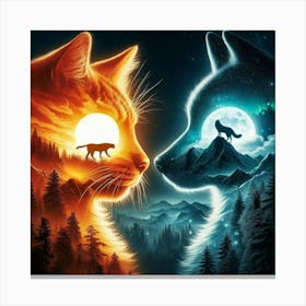 Wolf And Cat Canvas Print