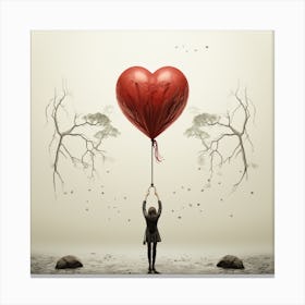 Girl Holding A Heart Canvas Print