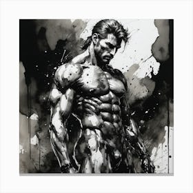 Muscular Man, abstract ink Canvas Print