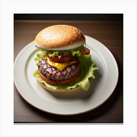 Hamburger On A Plate 61 Canvas Print