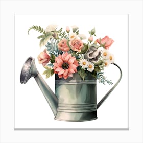 Watering Can With Flowers Canvas Print