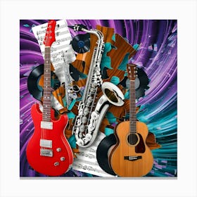 A Visually Striking Abstract Collage Of Different Instruments (4) Canvas Print