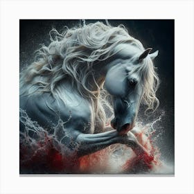 White Horse In Water 2 Canvas Print