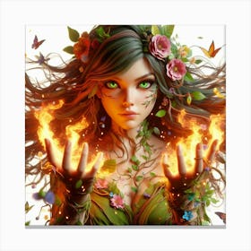 Fairy Girl With Fire Canvas Print