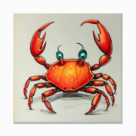 Crab Coloring Page Canvas Print